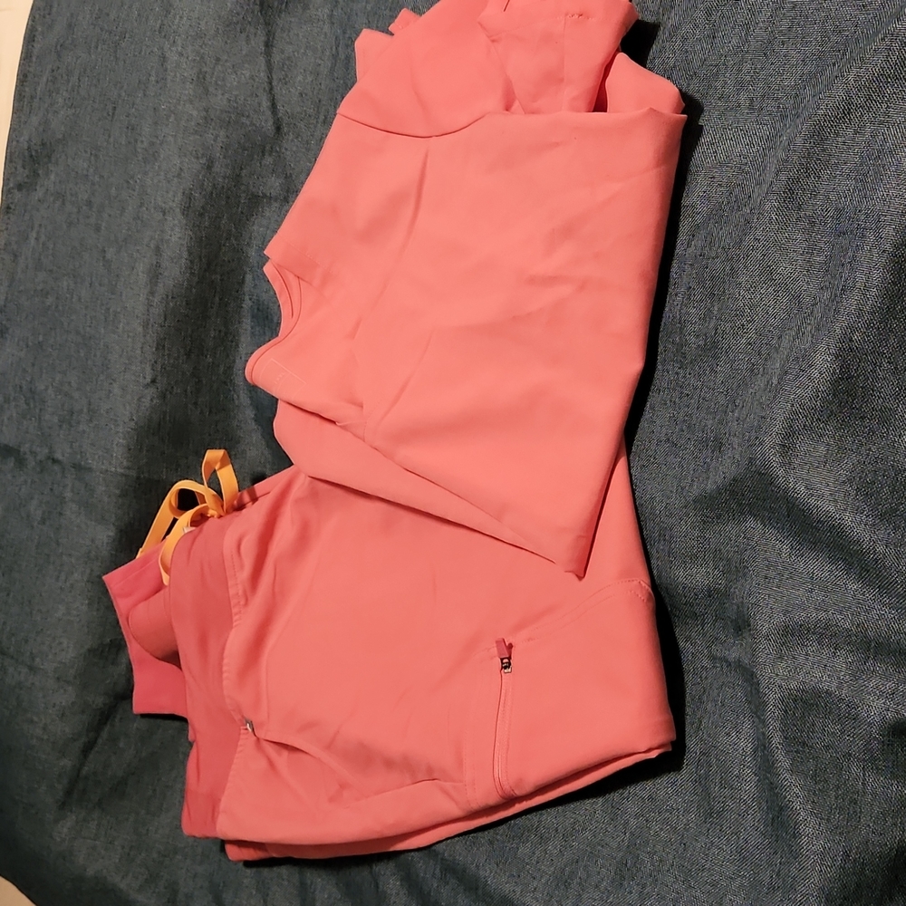 Neon Pink Figs Scrub Set